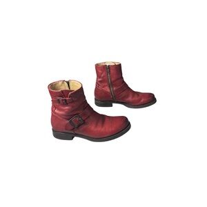 Frye Womens Leather Veronica Shortie Boots Burnt Red 8
